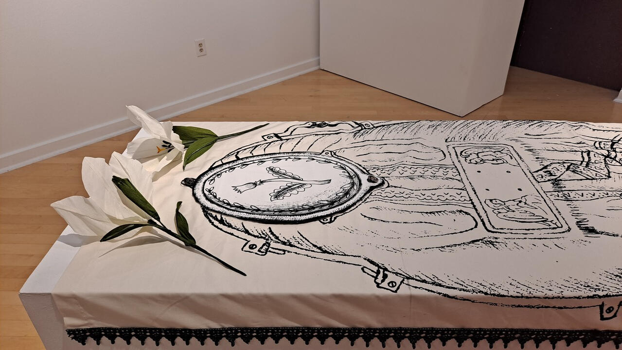 Burial Shroud (in White) with face cover on