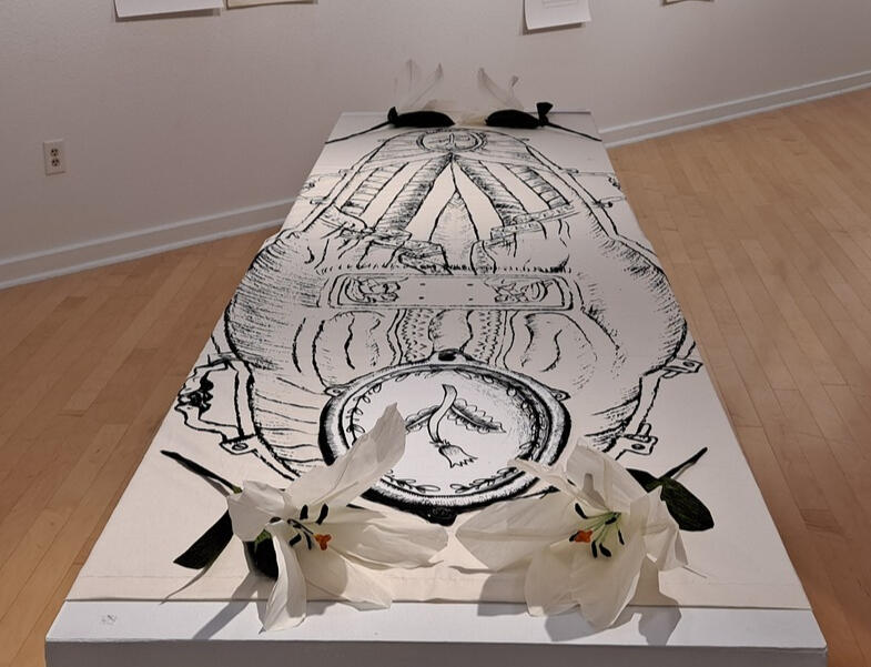 Burial Shroud (in White) with face cover on