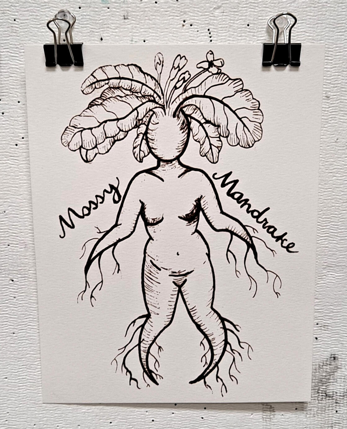 Mossy Mandrake (in Brown), silkscreen on watercolor paper